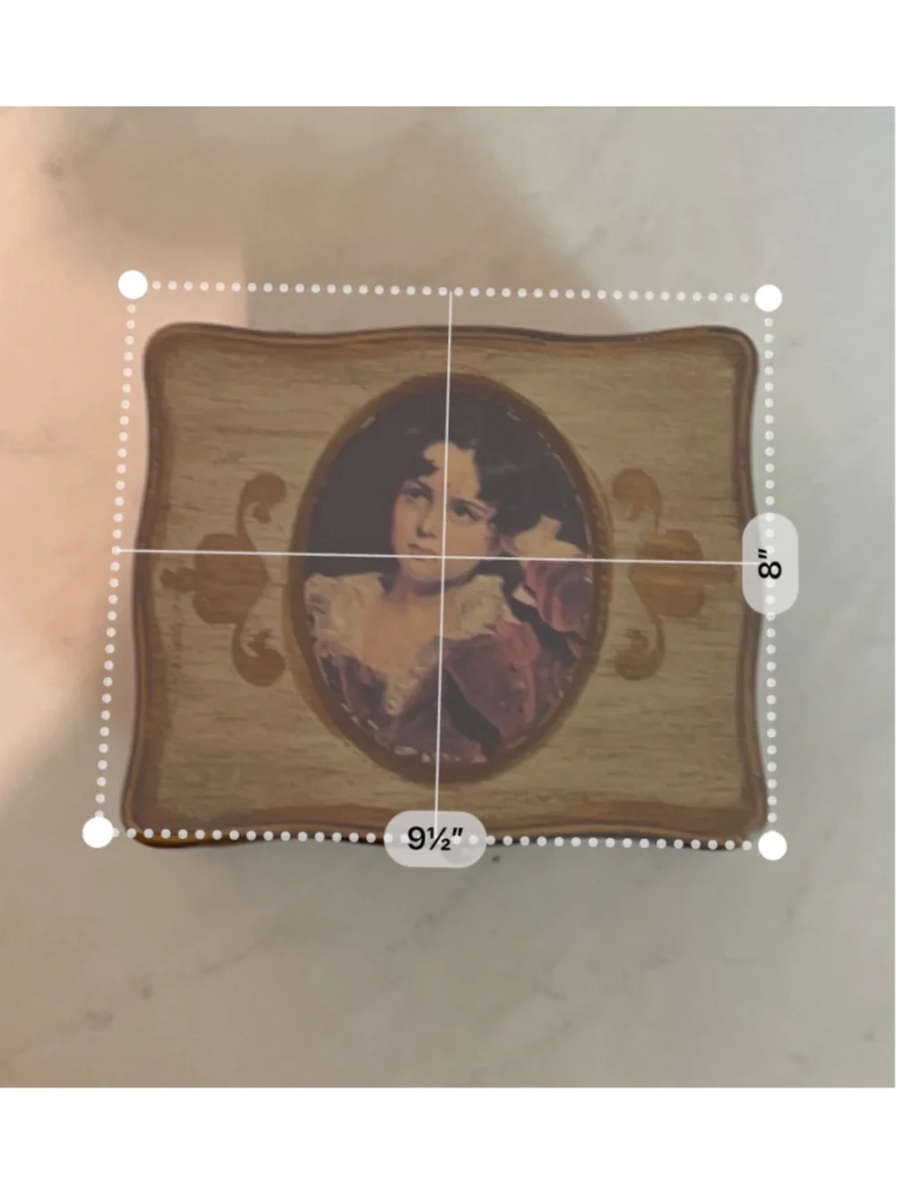 Romantic Vintage Jewelry Box with Portrait Lid Gothic